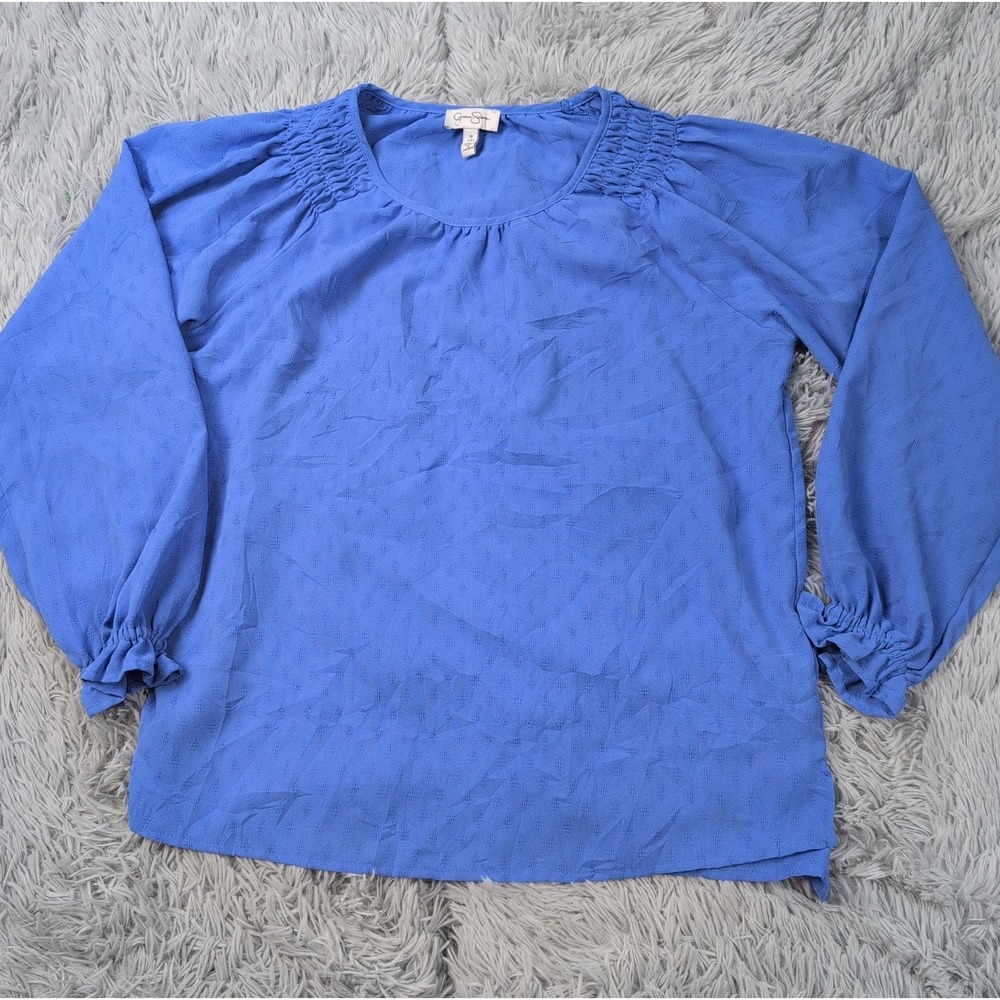 Jessica Simpson Shirt Womens S Blue Blouse Lightweight Comfort Long Sleeve